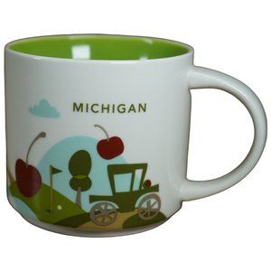 Starbucks You Are Here Collection Coffee Mug MICHIGAN Cherries Cars 2017